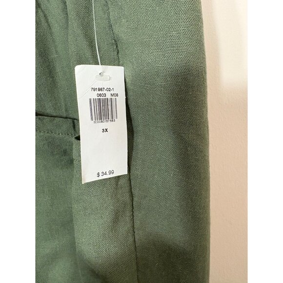 Old Navy Women's Olive Green Linen-Blend Cropped Pants 3X Elastic Waist NWT - Picture 6 of 6